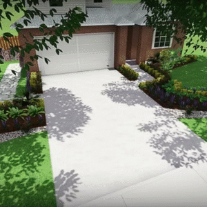 Front Yard Driveway & Shadow Garden 3D Design