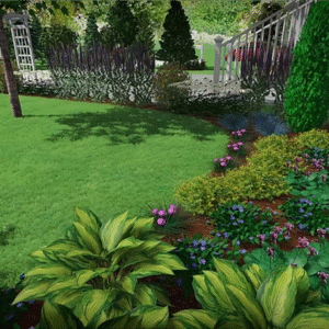 Front Yard Tree, Beds & Plants 3D Design