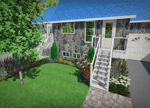 Front Yard Tree, Beds & Plants 3D Design